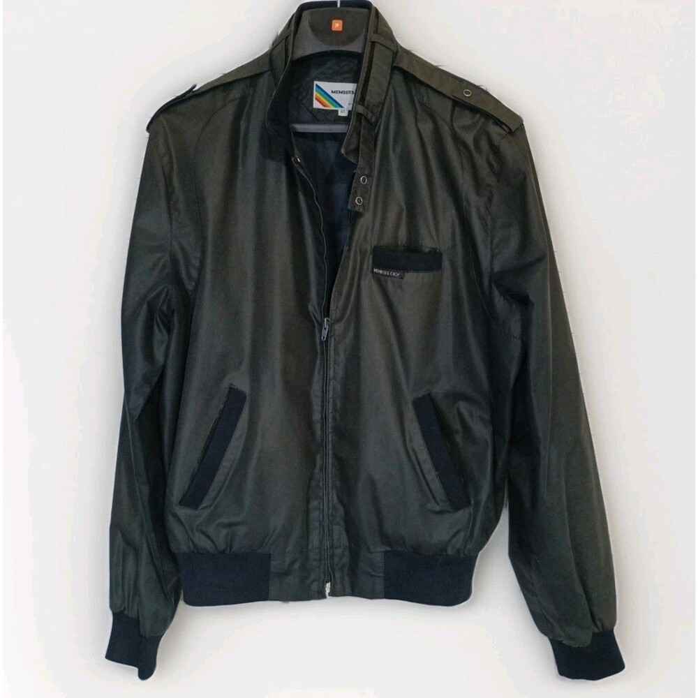 VTG Members Only By Europe Craft Jacket Mens 44 Classic‎ Green Racer Windbreaker